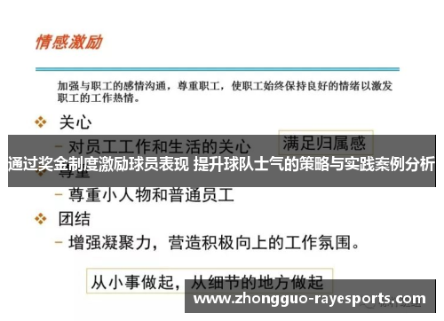 通过奖金制度激励球员表现 提升球队士气的策略与实践案例分析